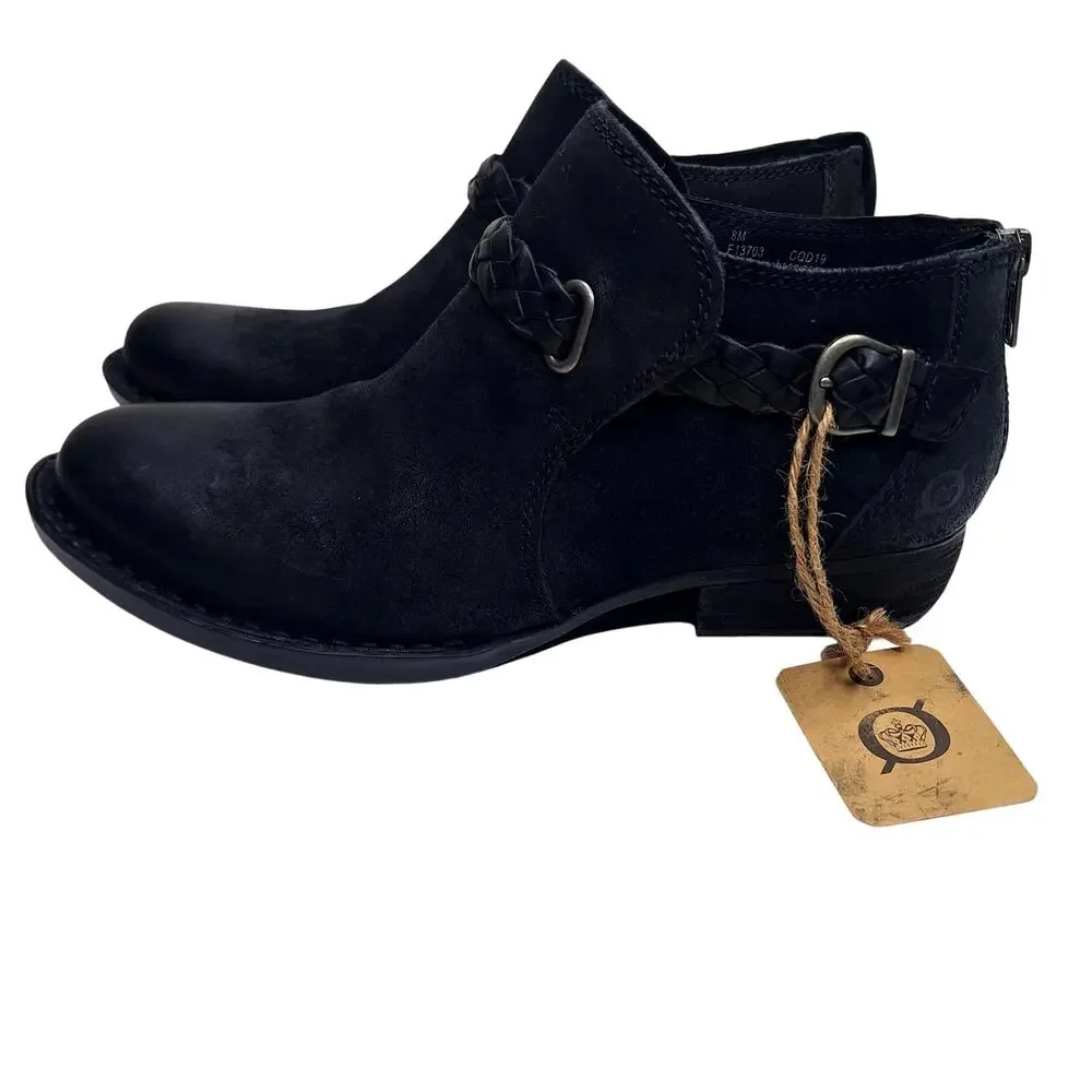 Born Sylvia Braided Leather Boots Ankle Bootie Women's 8 Western Harness Comfort